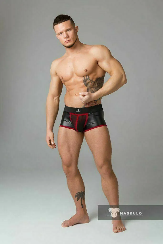 MASKULO Boxer-Jock Combo Bottomless Youngero Mesh Red TR050-10 5