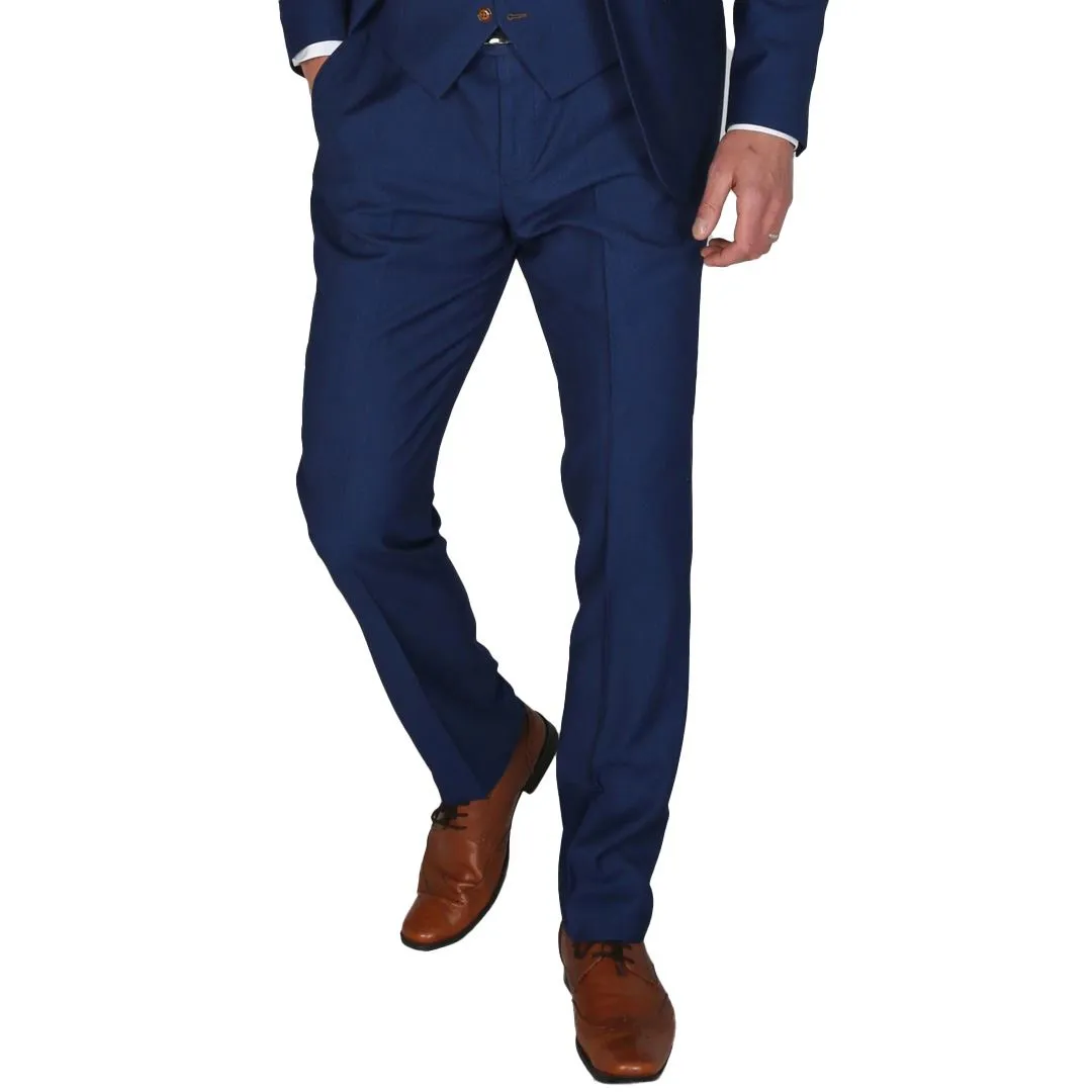 Mayfair- Men's Plain Blue Trouser Wedding Prom Office