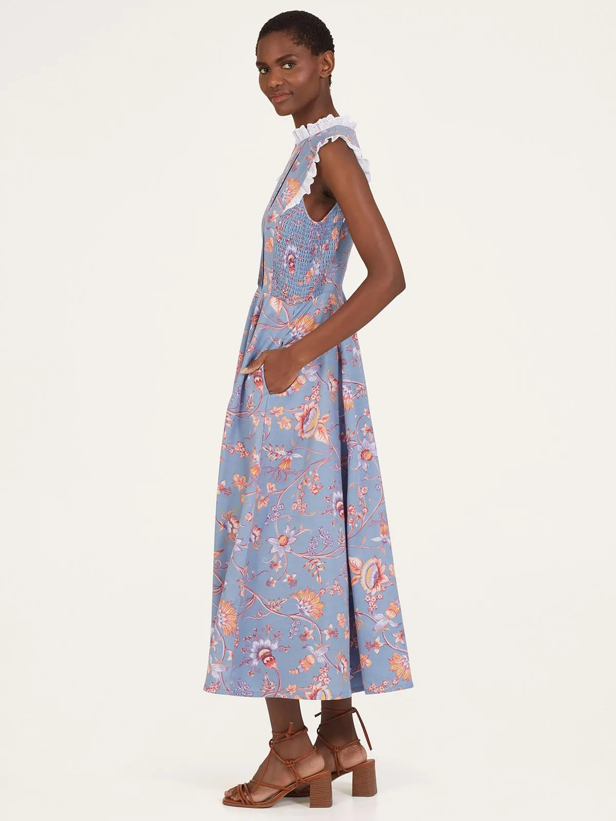 Meadow Tencel™ Floral Dress - Denim Blue