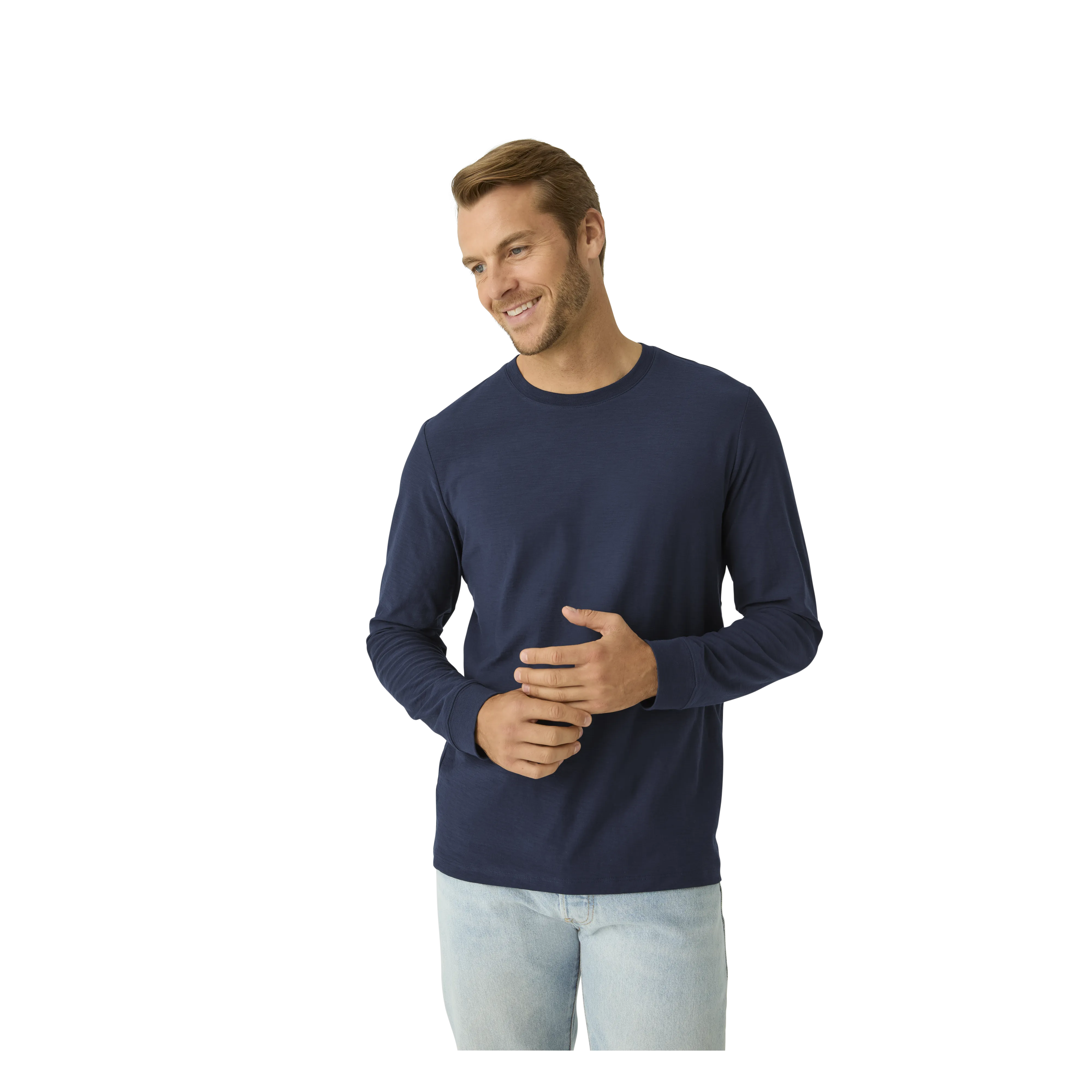 Men's Air Slub Long Sleeve Crew Neck T-Shirt 3-Pack