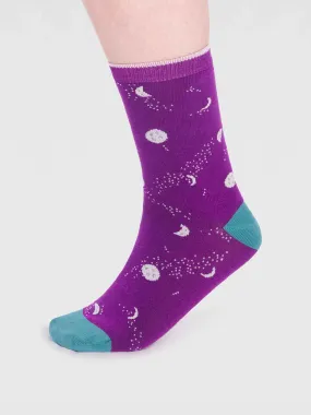 Mona Bamboo Moon Socks - Deep Purple