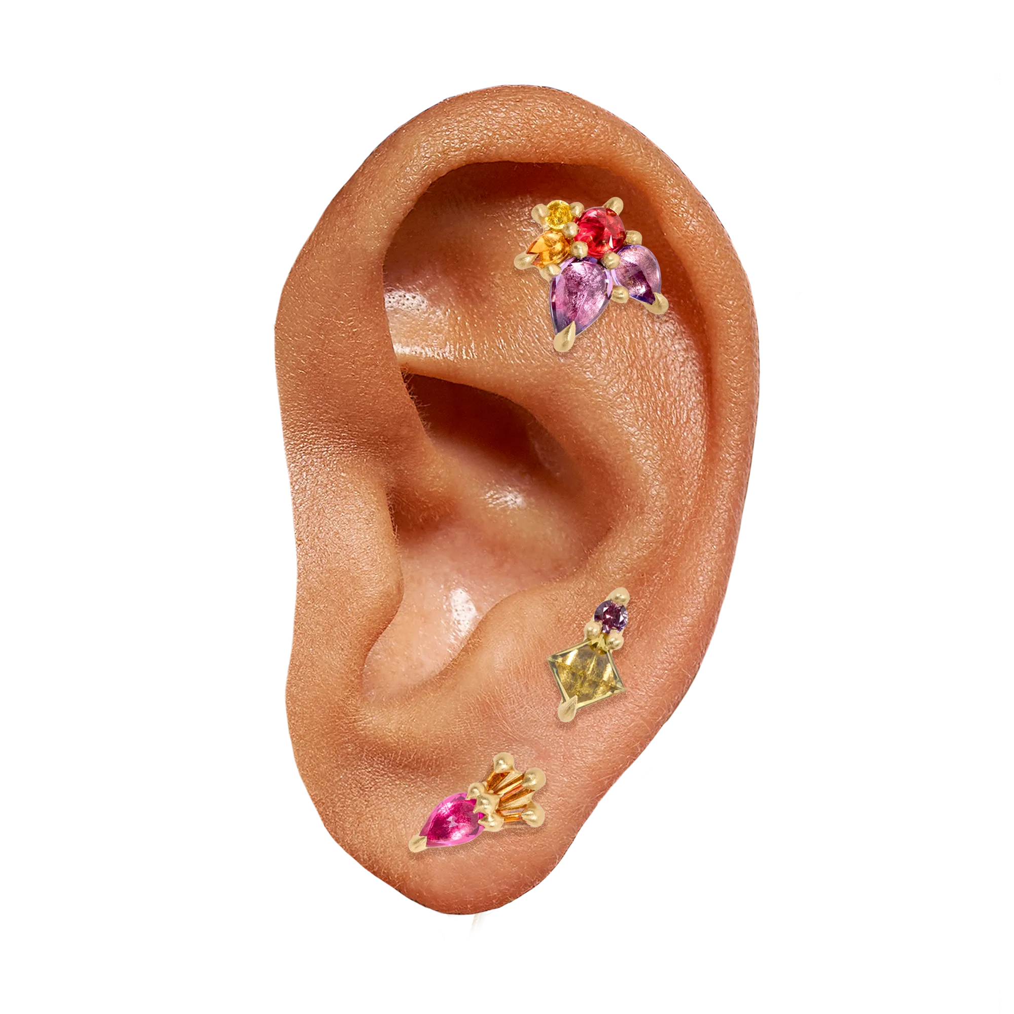 Pink & Orange Geo Stud Earring - 11735