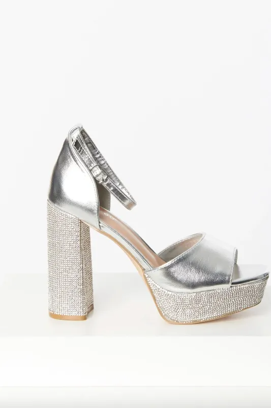 Rhinestone Detail Heel and Platform Heel