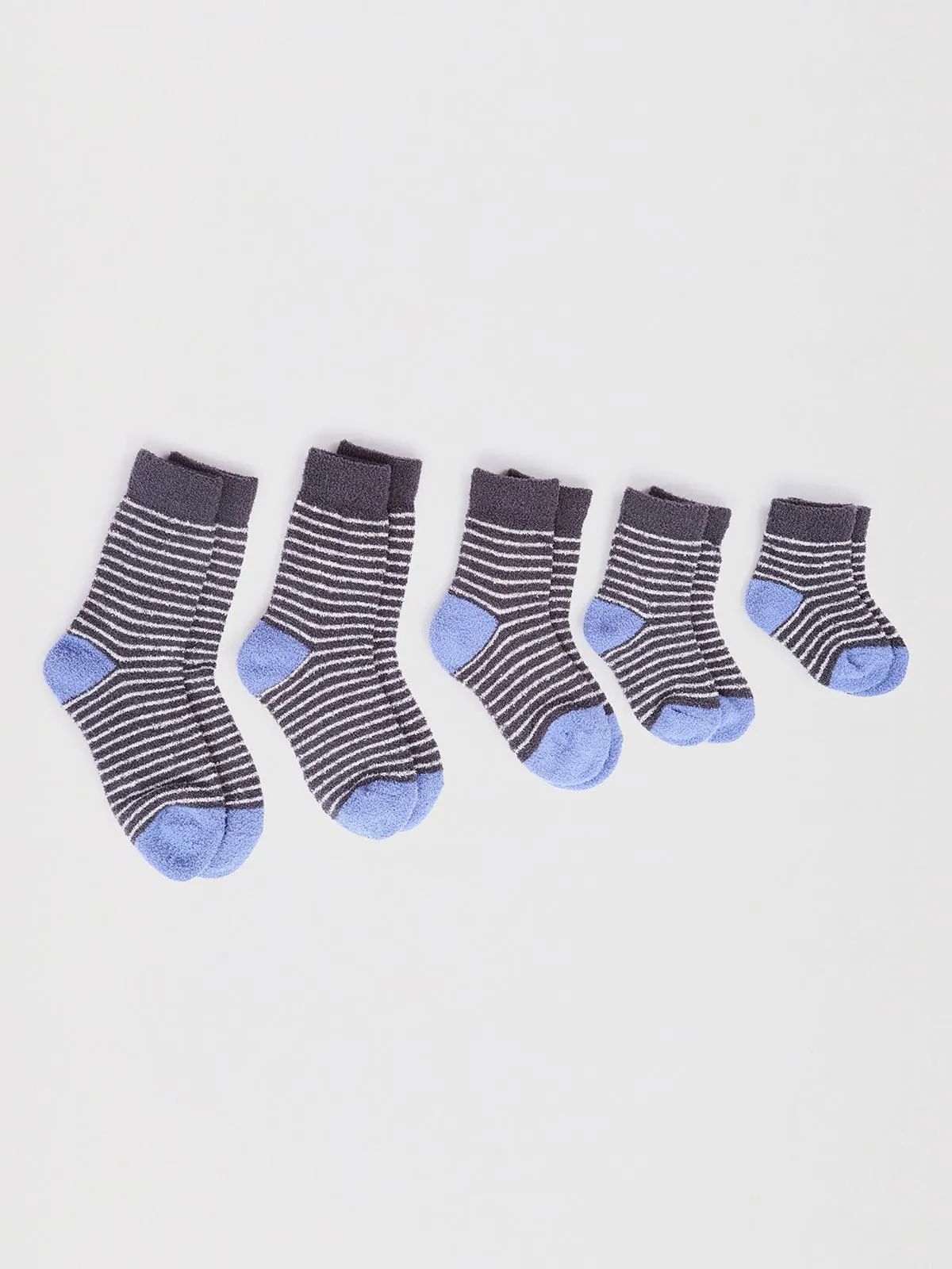 Sammie Baby Recycled Polyester Stripe Fluffy Sock - Dark Grey Marle