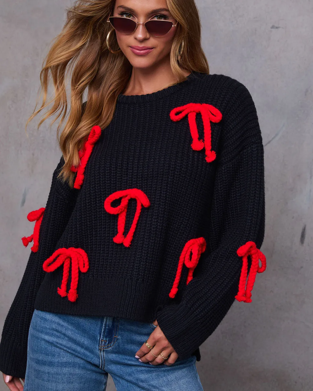 Sealed In Bow Detail Pullover Sweater