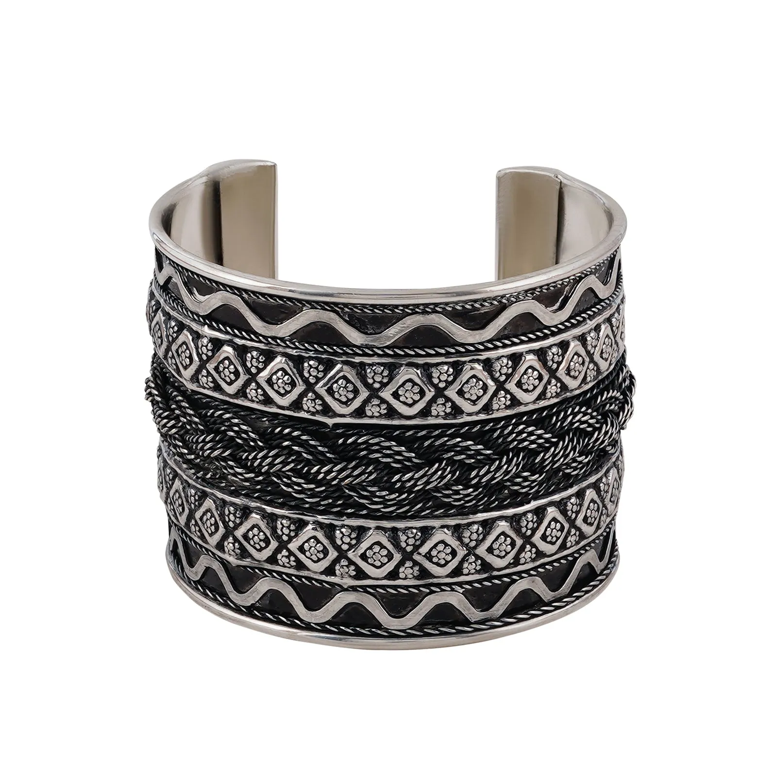 Teejh Diyari Silver Oxidised Cuff Bracelet