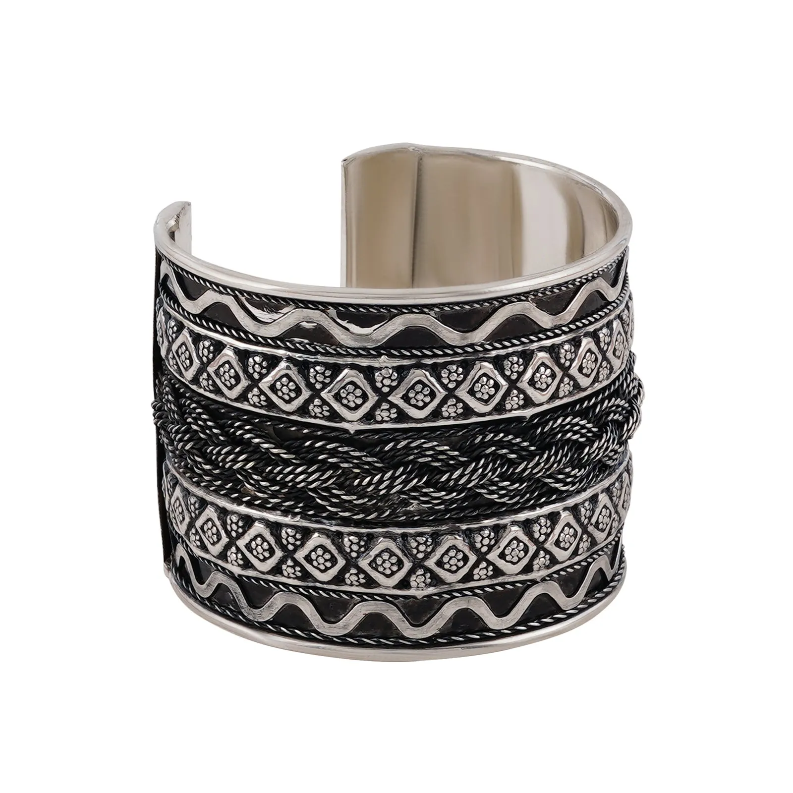 Teejh Diyari Silver Oxidised Cuff Bracelet