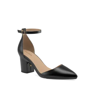 The D'Orsay - Coal Leather   Block Heel Kit 3 Coal