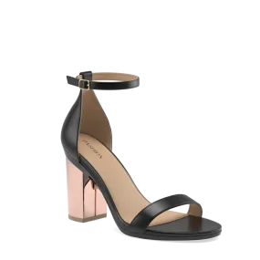 The Pashionista - Coal Leather   Block Heel Kit 4 Rose Gold Metallic