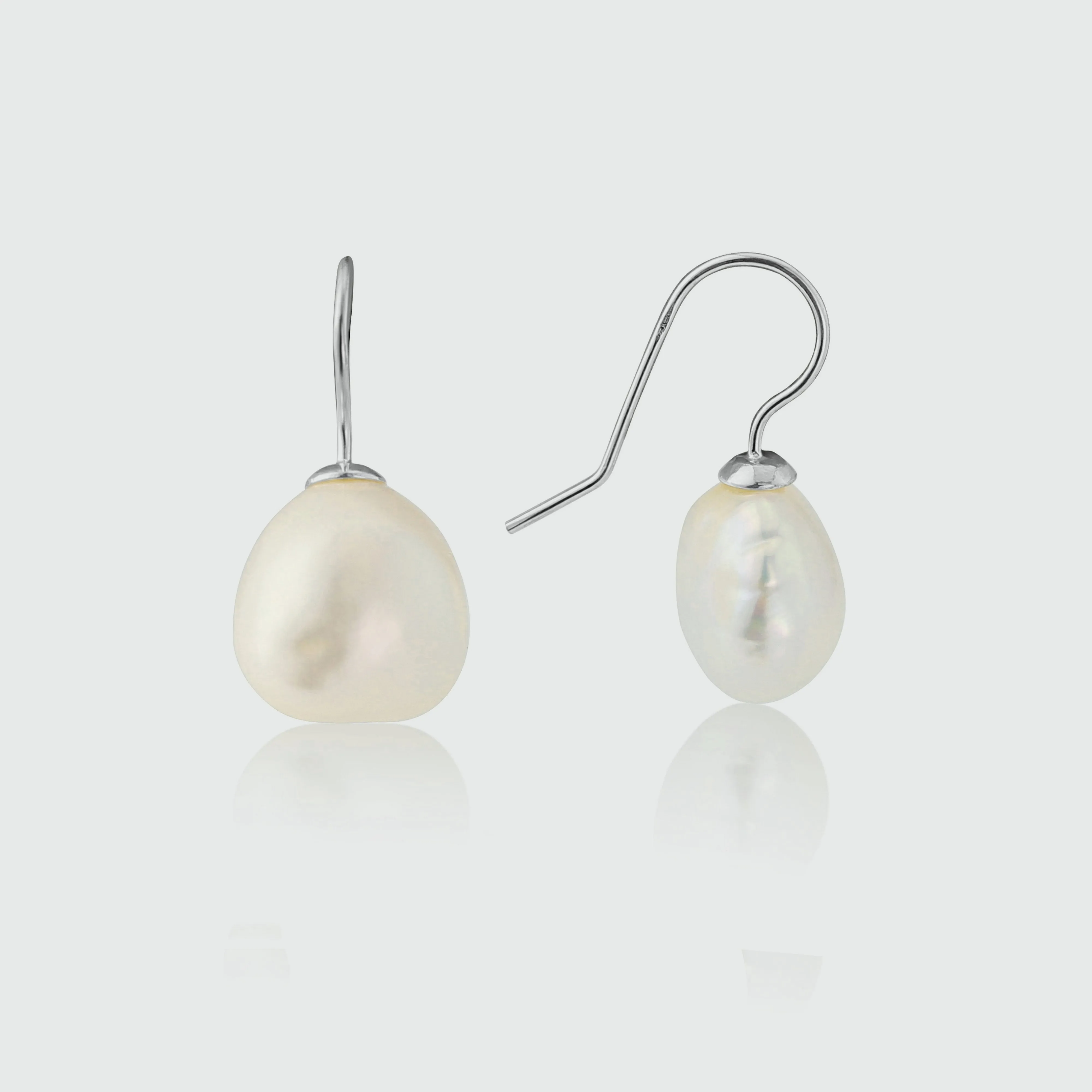 Triora Baroque White Pearl & Silver Drop Earrings