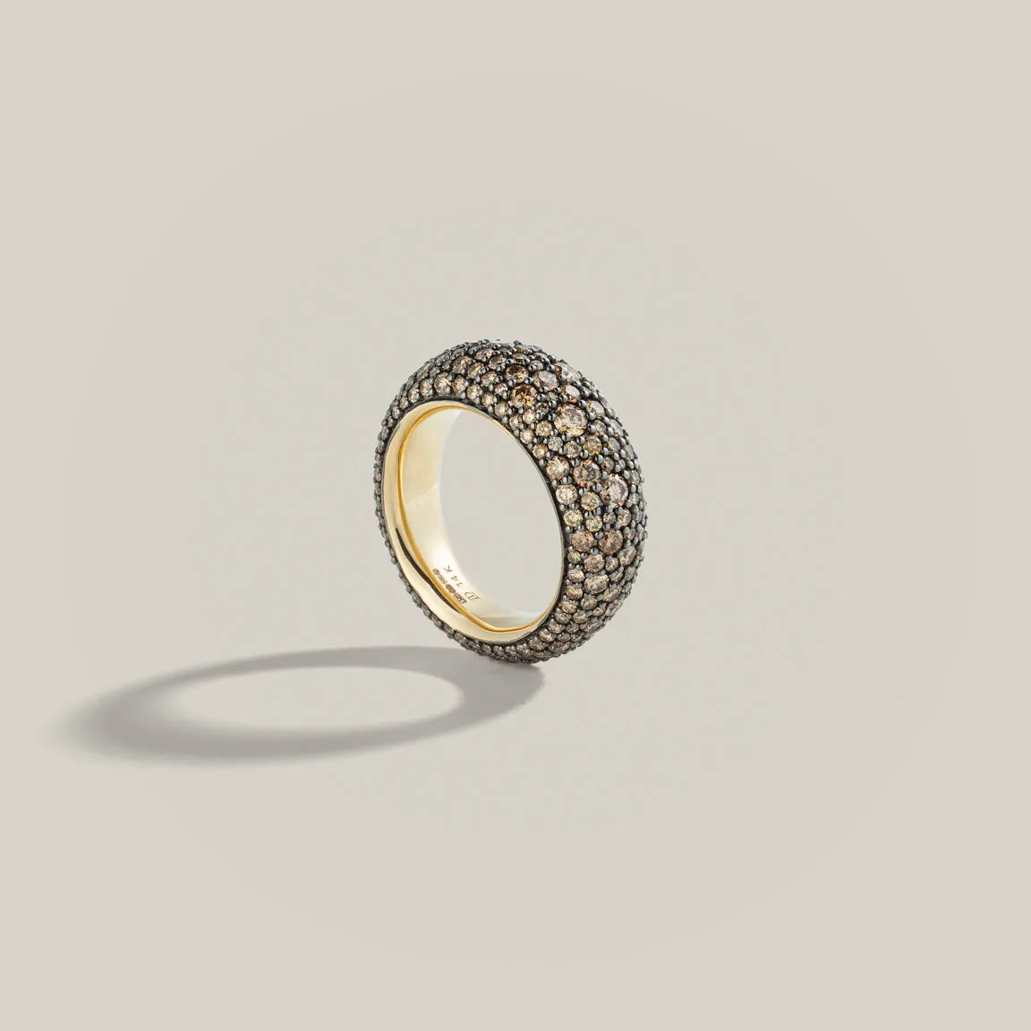 Victorian Set Cognac Diamond Pavé Bombé Ring