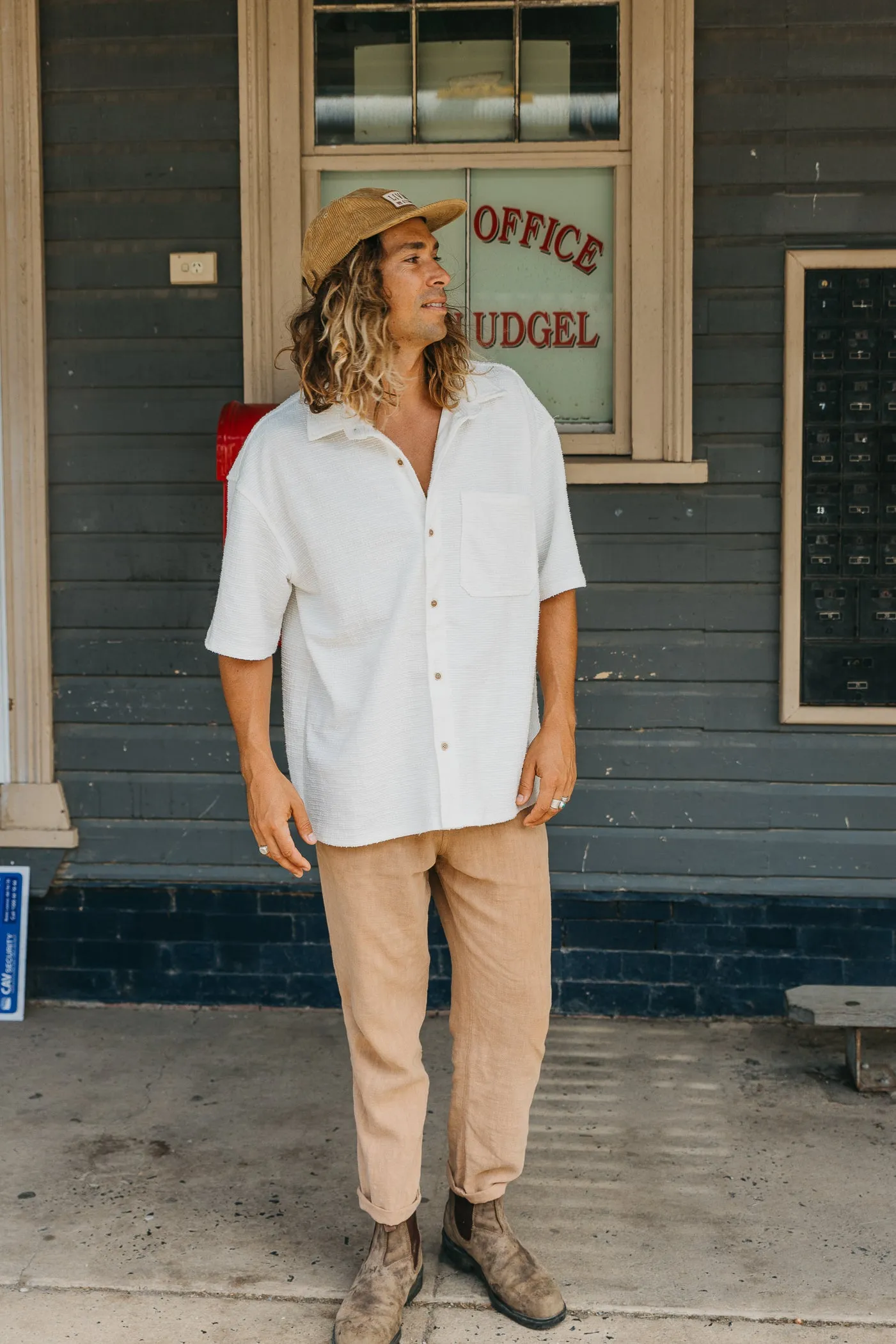 Wells - Textured Short Sleeve Shirt - White