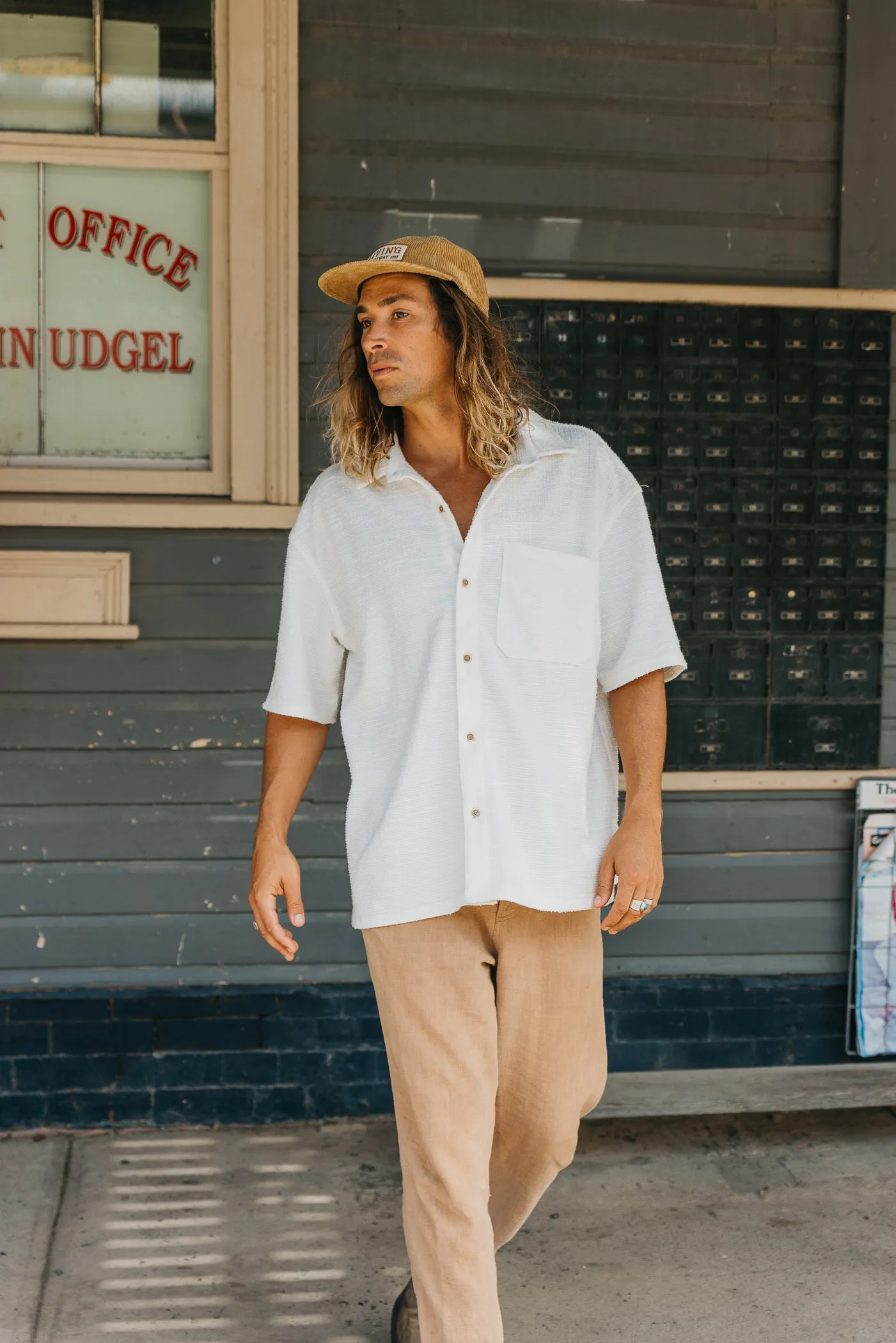 Wells - Textured Short Sleeve Shirt - White