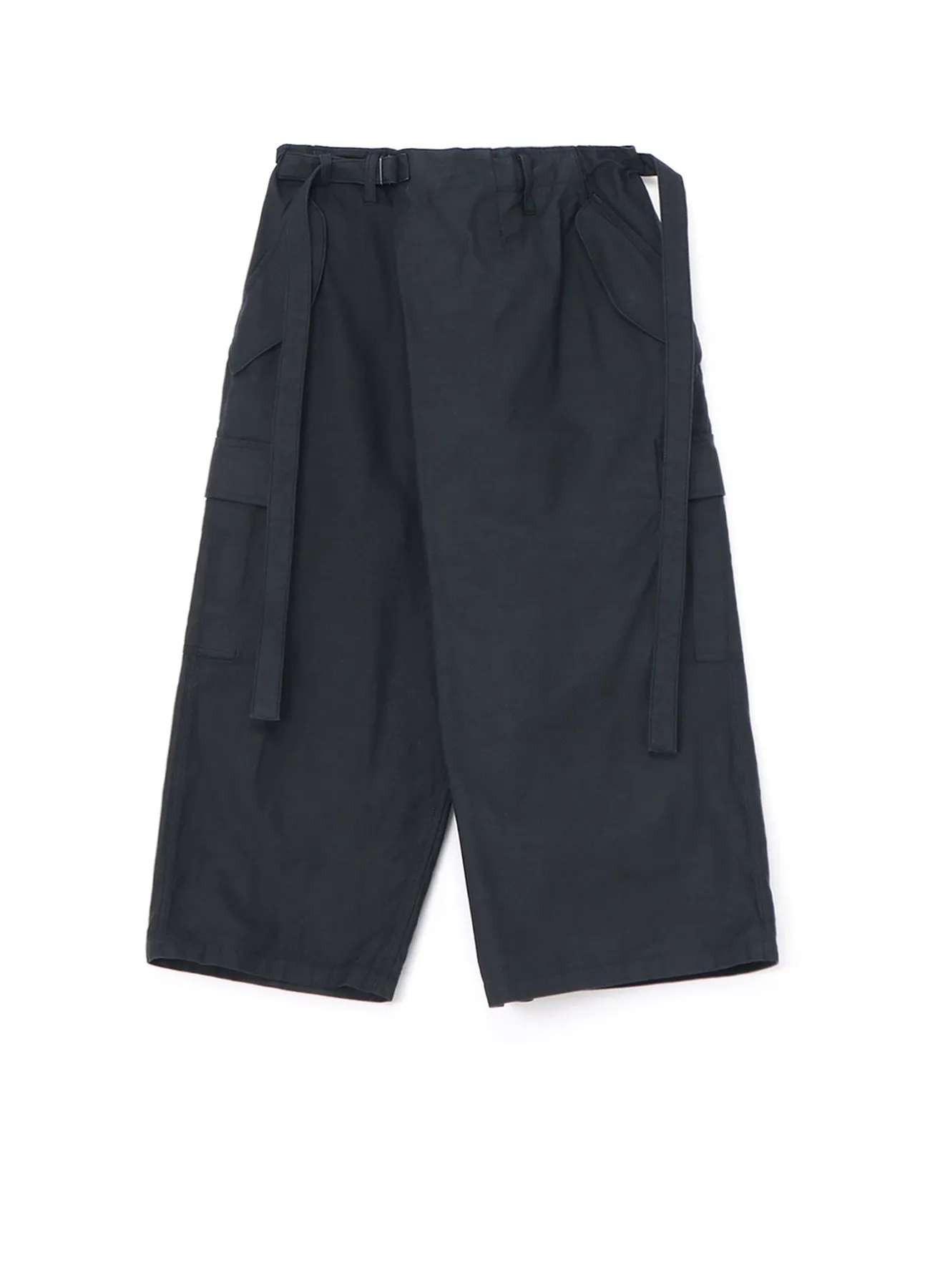 [Y's-Black Name]BACKSIDE SULFURIZATION SATIN WRAP PANTS WITH POCKETS