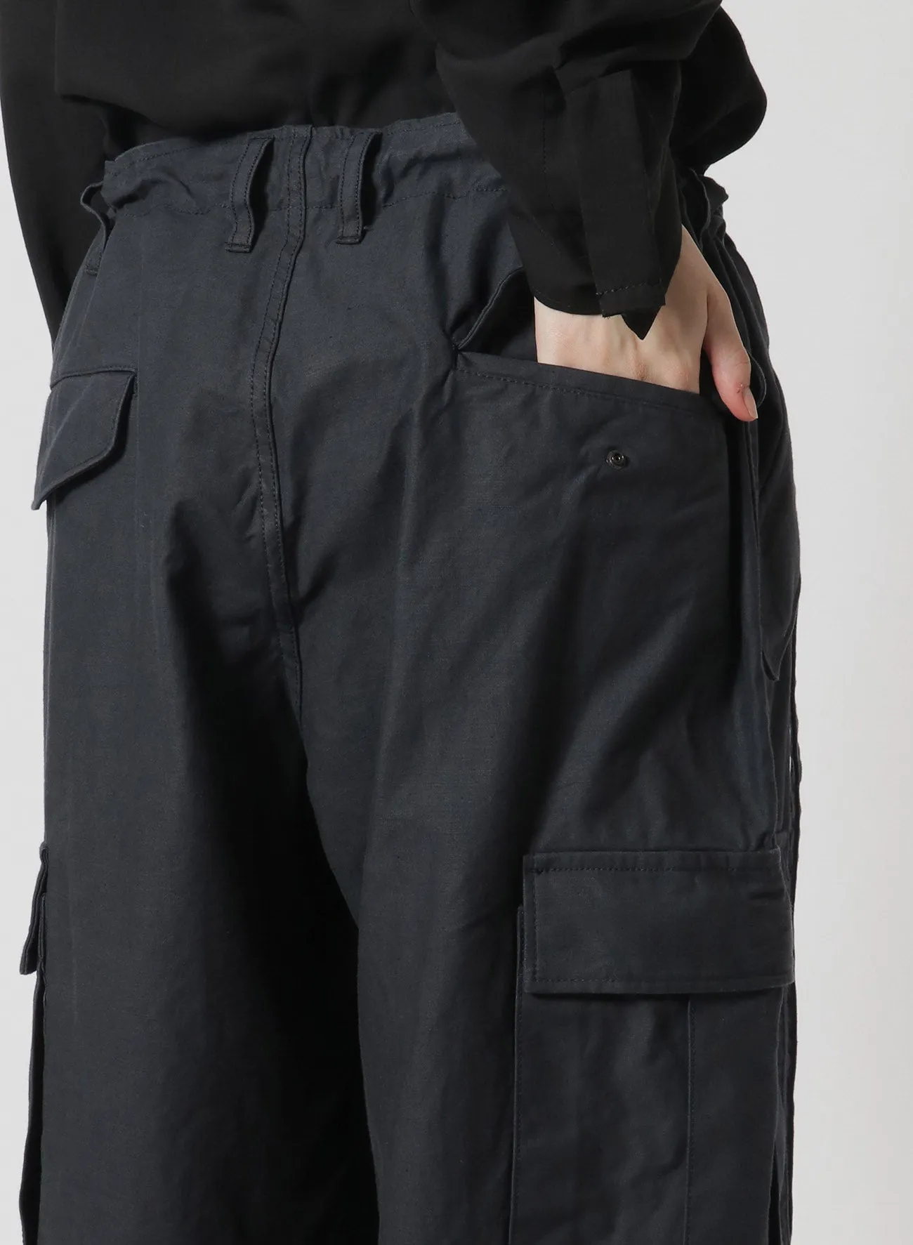 [Y's-Black Name]BACKSIDE SULFURIZATION SATIN WRAP PANTS WITH POCKETS